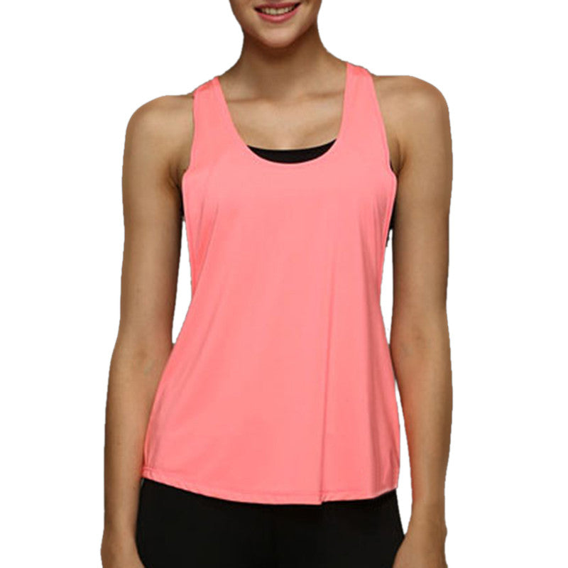 Europe and the United States sexy sleeveless strapless perspective loose sports vest vest female summer wear blouse shirt fitness running