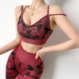 Camouflage Tight-Fitting Seamless Hip-Lifting Fitness Pants Stretch Hip-Lifting Sports Pants High-Waist Outer Wear Yoga Quick-Drying Trousers Women