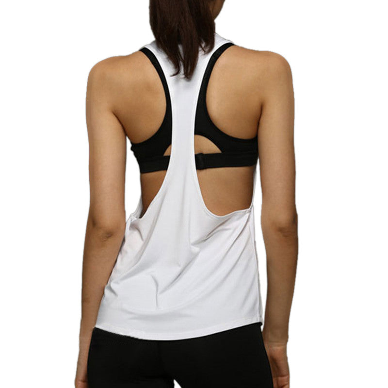 Europe and the United States sexy sleeveless strapless perspective loose sports vest vest female summer wear blouse shirt fitness running