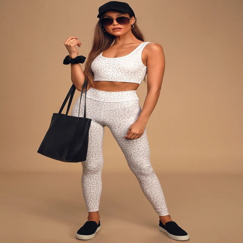 Yoga Fitness Female Leopard Print High Elastic Fitness Sports Suit