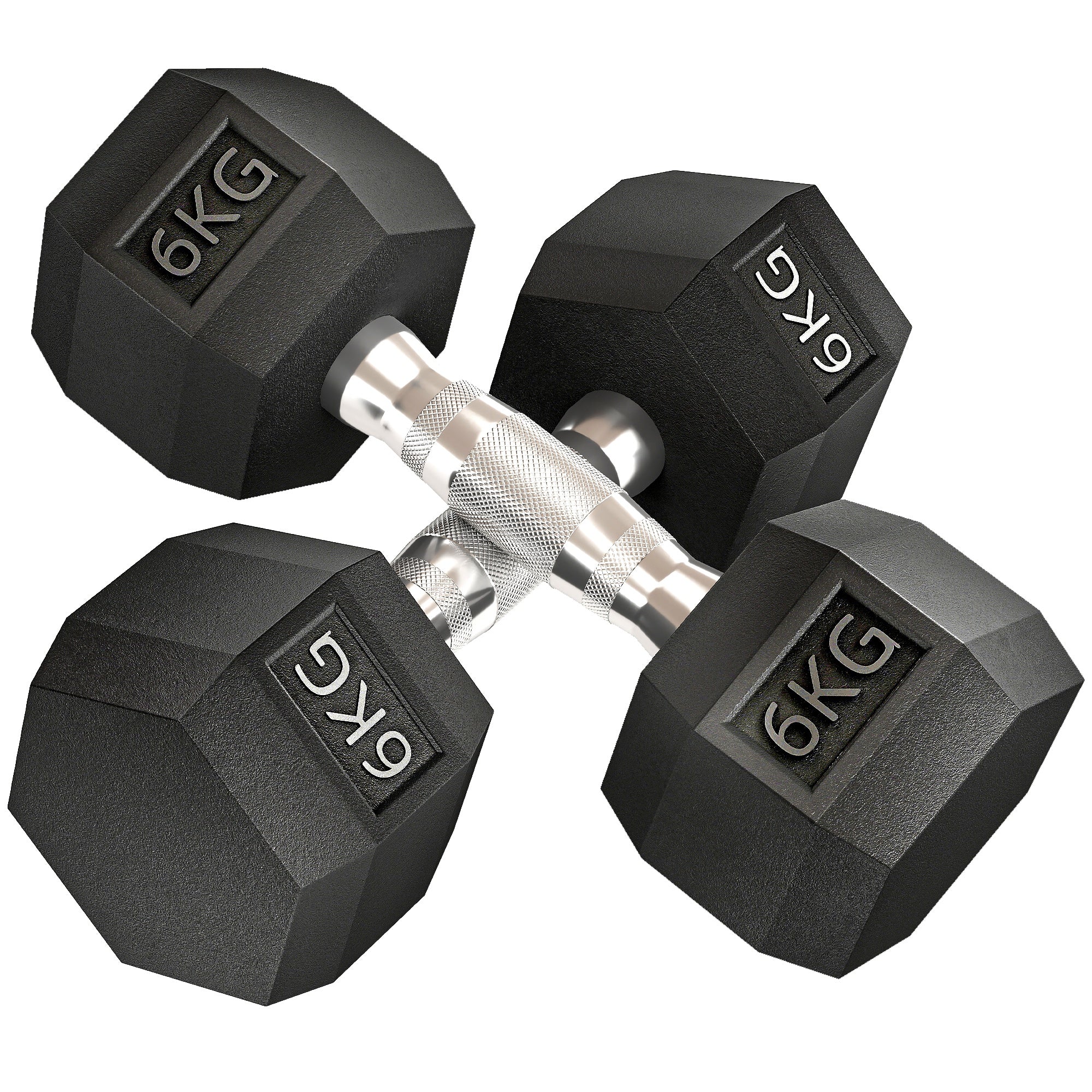 2x6kg Hex Dumbbells Set Rubber Dumbbells Weight Lifting Equipment Fitness Home Gym