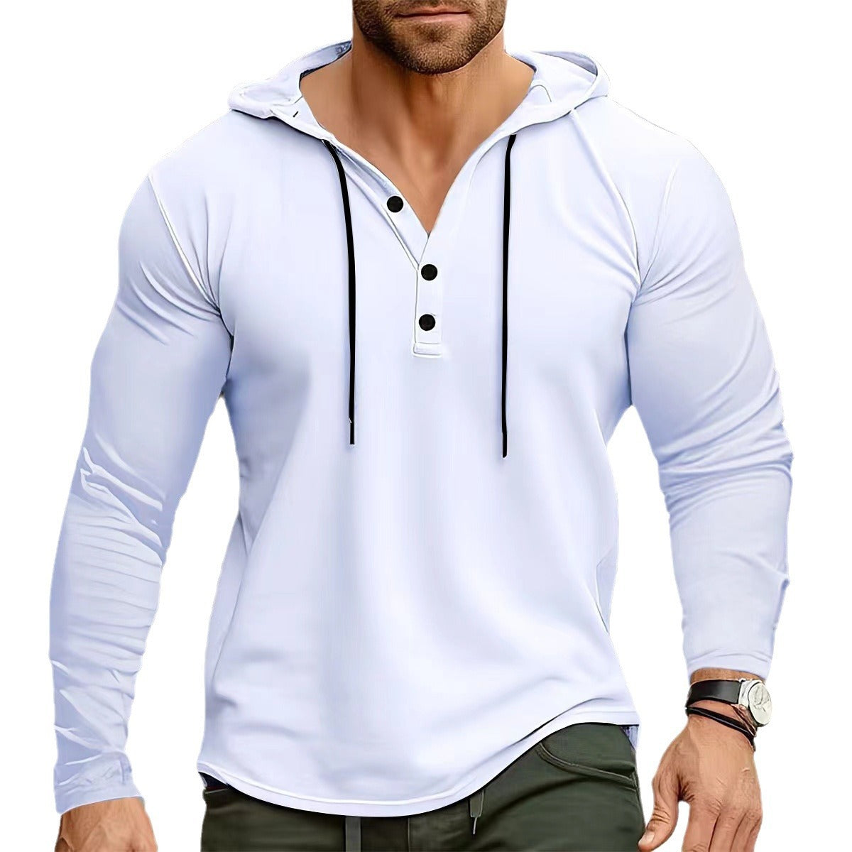 Sports Fitness Hooded Long Sleeve Top Men