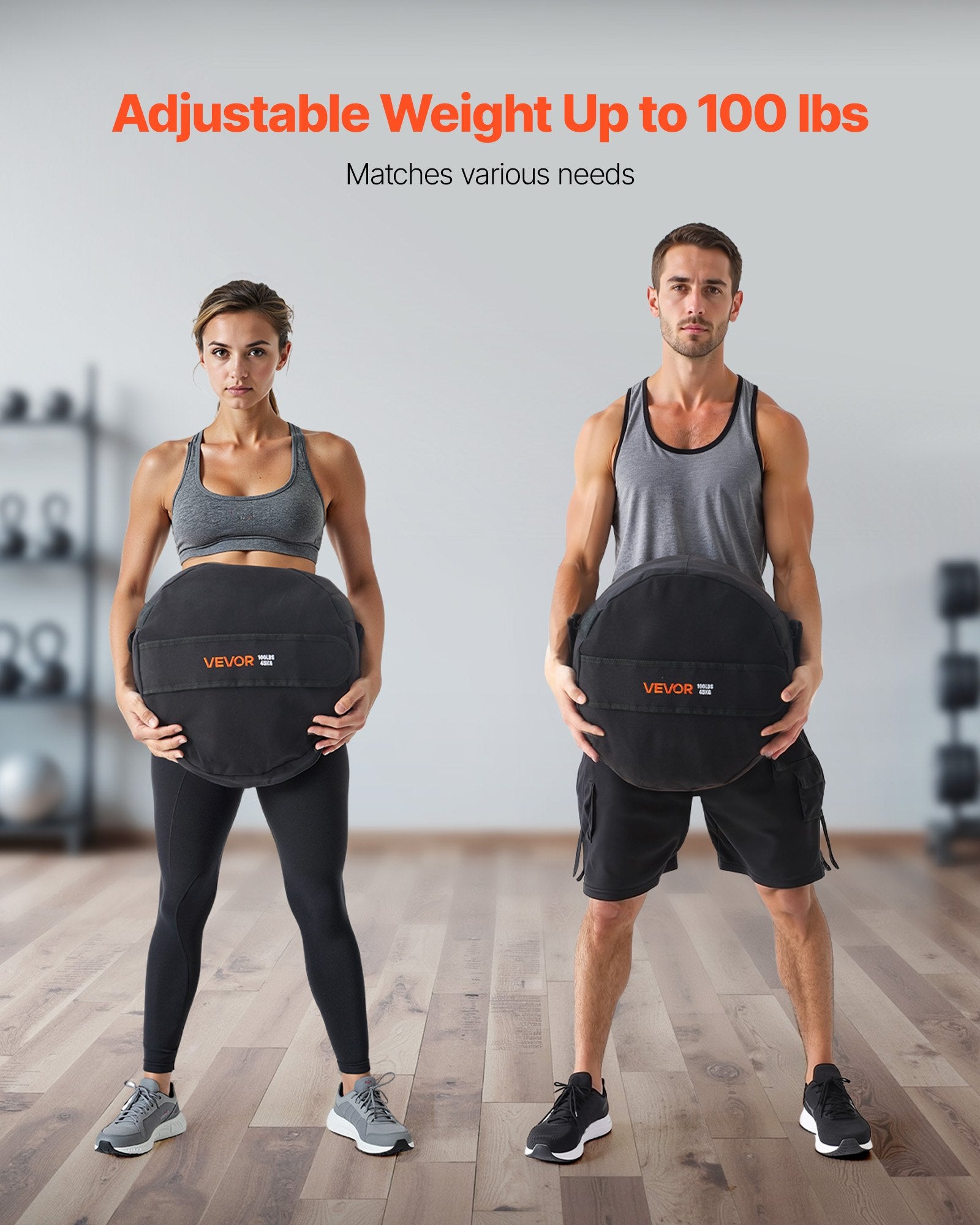 Workout Sandbag, Heavy Duty Workout Power Bags With Handles, 100 Lbs/45 Kg Slam Bag For Fitness Strength Weight Training Cross-Training, Home Gym Exercise, Black (Unfilled)